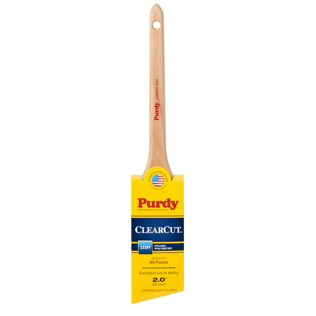 Purdy Clearcut Brocha de pintura en ángulo de mezcla de nailon y poliéster reutilizable de 2 pulgadas (brocha de uso general)