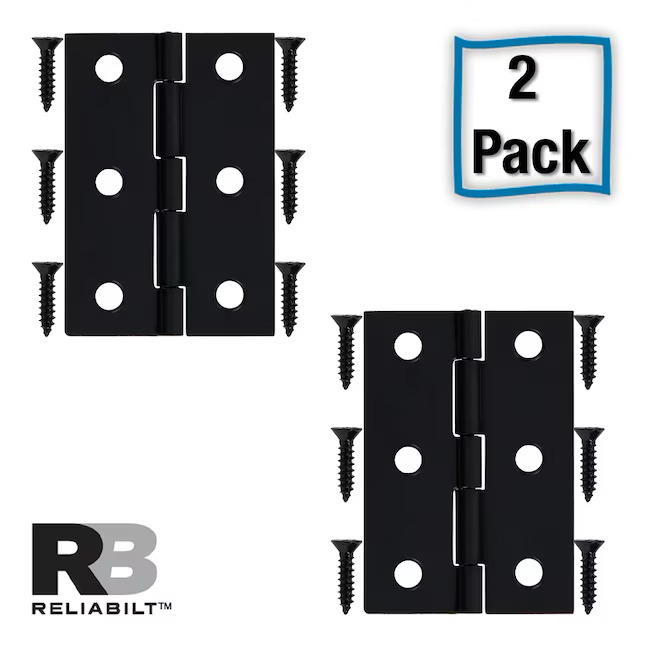 RELIABILT 180-Degree Narrow Surface Black Cabinet Hinge, 1 Pair (2-Pieces)