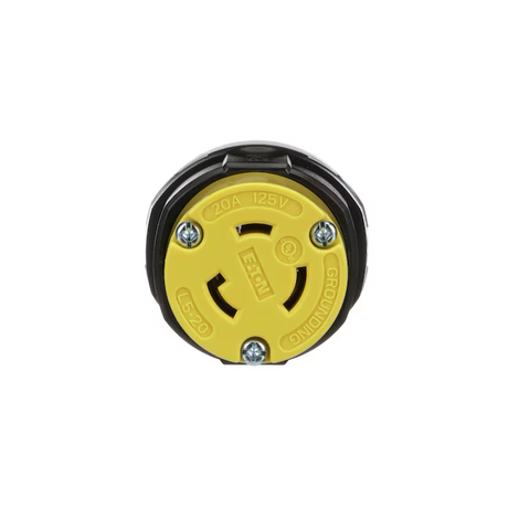 Eaton Arrow Hart Conector de bloqueo industrial de conexión a tierra de 3 cables NEMA L5-20c, 20 amperios, 125 voltios, amarillo