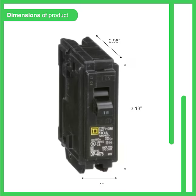 Square D Homeline 15-Ampere-1-poliger Standard-Auslöseschutzschalter