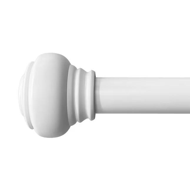 Allen + Roth 36-in to 72-in White Steel Single Curtain Rod with Finials