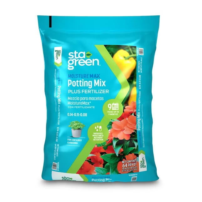 Sta-Green Moisture Max mezcla de tierra para macetas orgánica de 64 cuartos de galón, frutas, flores y verduras