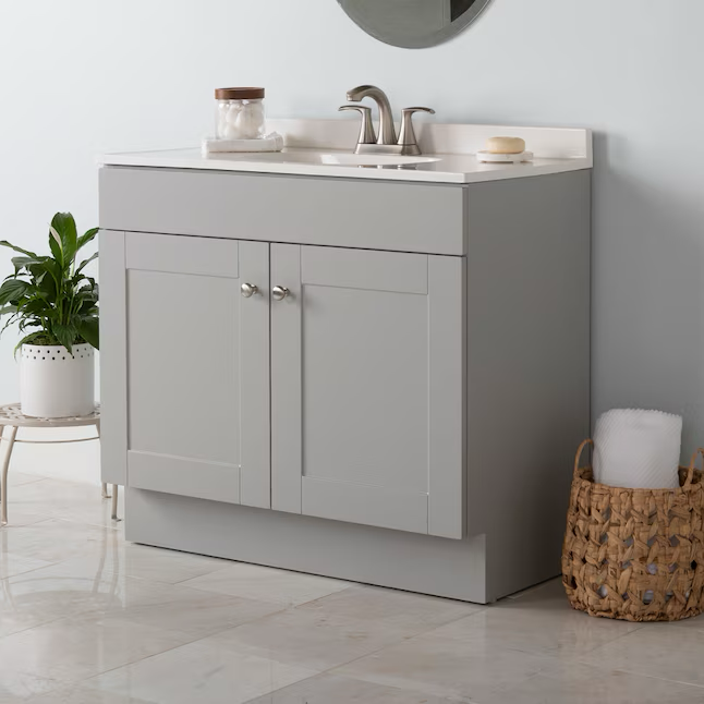 Project Source 30-in Gray Single Sink Bathroom Vanity with White Cultured Marble Top
