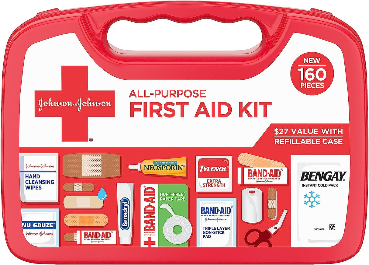 Johnson & Johnson All-Purpose Portable Compact First Aid Kit (160 Pieces)
