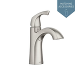 Moen Lindor Spot Resist Brushed Nickel Single Hole 1-handle WaterSense Bathroom Sink Faucet with Drain and Deck Plate