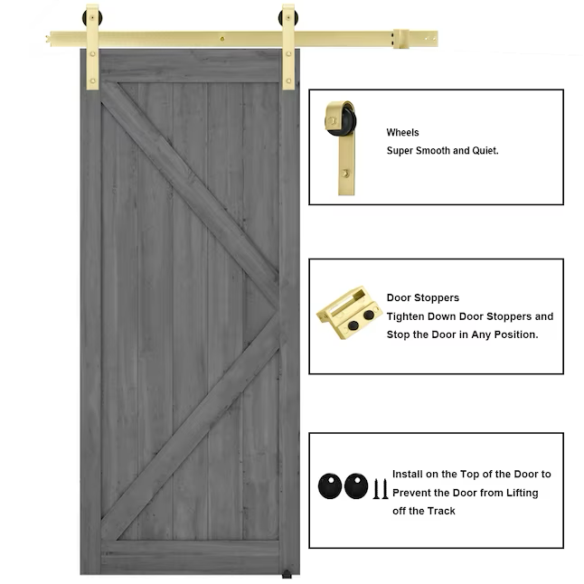 RELIABILT 78-in Soft Gold Indoor J-strap Barn Door Hardware Kit