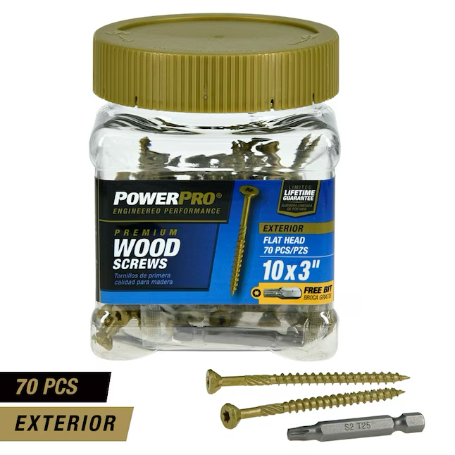 Power Pro #10 x 3-in Epoxy Exterior Wood Screws (70-Per Box)