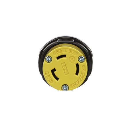 Eaton Arrow Hart Conector de bloqueo industrial de conexión a tierra de 30 amperios, 125 voltios, NEMA L5-30c, 3 cables, amarillo