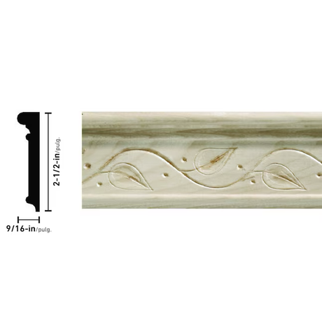 Ornamental Mouldings 2-1/2-in x 8-ft White Hardwood Unfinished Wood Chair Rail Moulding