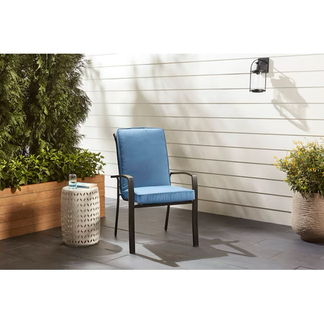 Allen + Roth Cojín para silla de patio con respaldo alto de lona aciano de 20 x 20 pulgadas 