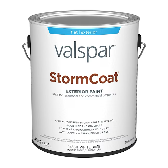 Valspar Pro Storm Coat Pintura exterior de látex teñible en colores pastel plana (1 galón)