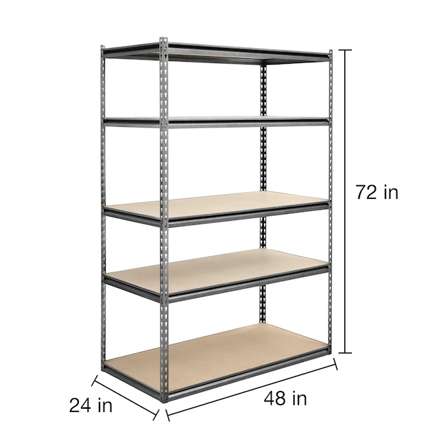 Project Source Steel Heavy Duty 5-Tier Utility Shelving Unit (48-in W x 24-in D x 72-in H), Gray