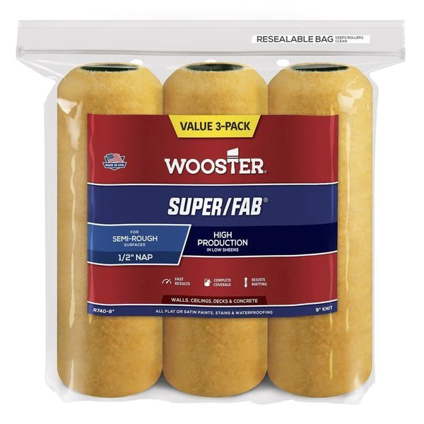 Wooster Cubierta de rodillo Super/Fab de 9 pulg. x 1/2 pulg. (paquete de 3)