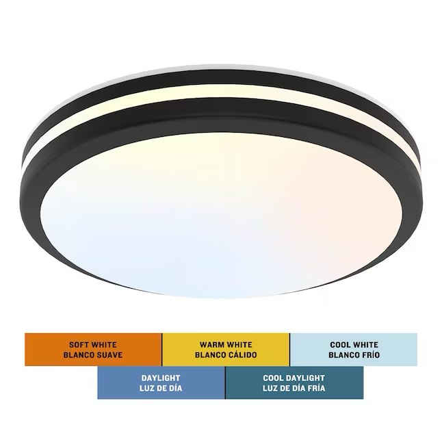 Project Source 1-Light 13-in Matte Black LED Flush Mount Light