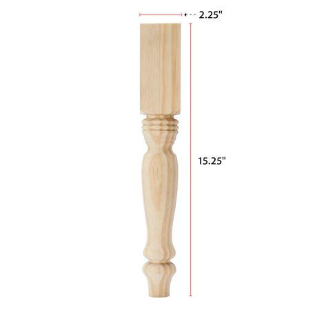 Waddell 2.25-in x 15-in Country Pine End Table Leg