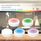 Ecolight Paquete de 6 luces LED con disco magnético RGBW con batería de 3 pulgadas y control remoto IR