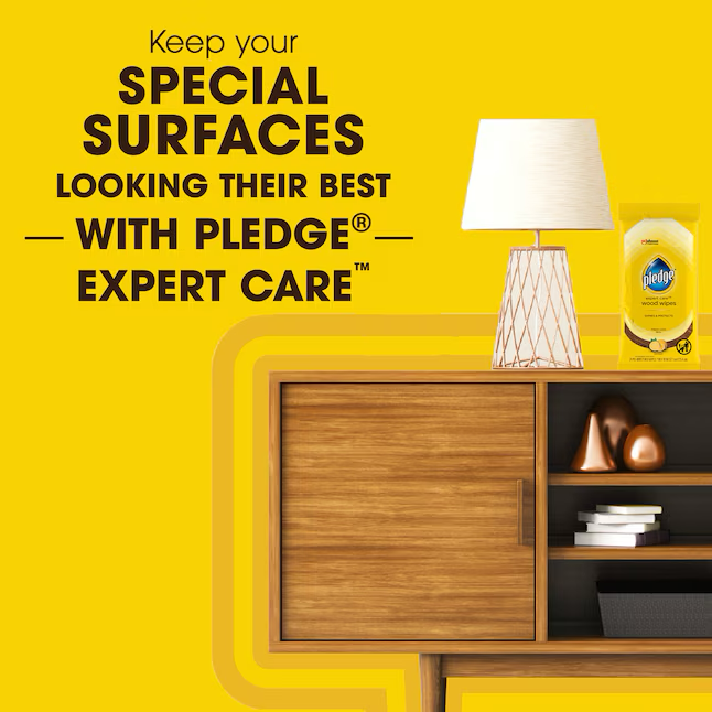 Pledge Enhancing Wipes Almohadilla limpiadora para muebles de madera de limón, 24 unidades