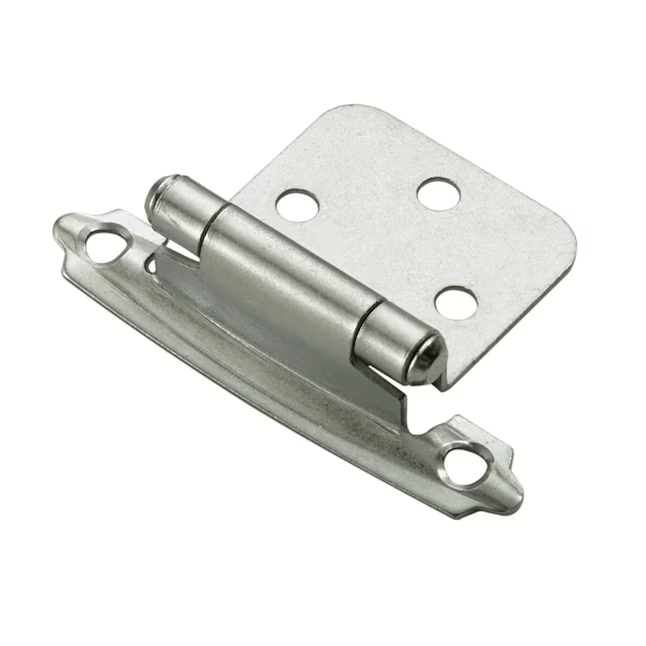 RELIABILT 200-Degree Adjustable Overlay Surface Self-closing Satin Nickel Cabinet Hinge, 1 Pair (2-Pieces)