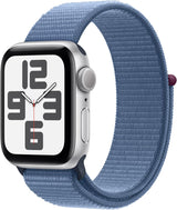 Apple Watch SE (2nd Gen) 40mm Smartwatch with Silver Aluminum Case with Winter Blue Sport Loop