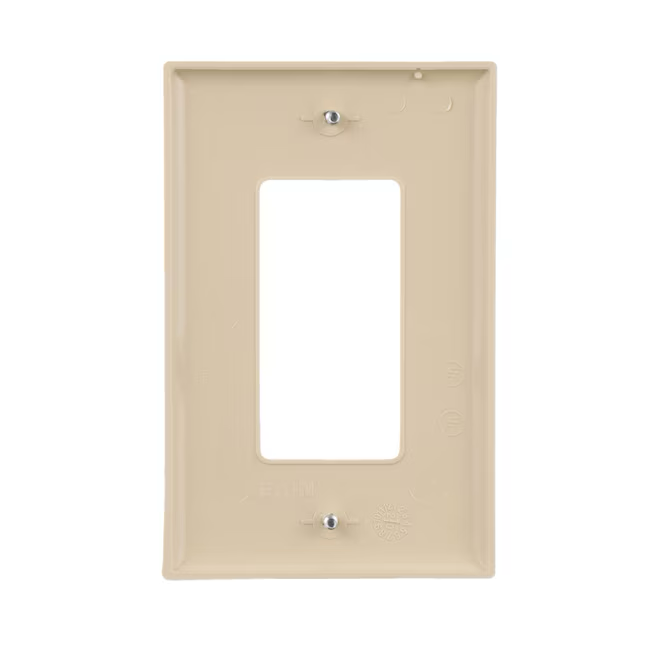 Eaton 1-Gang Midsize Ivory Polycarbonate Indoor Decorator Wall Plate
