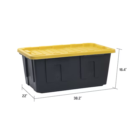 Project Source Commander X-large 40-Gallons (160-Quart) Black/Yellow Heavy Duty Tote with Standard Snap Lid
