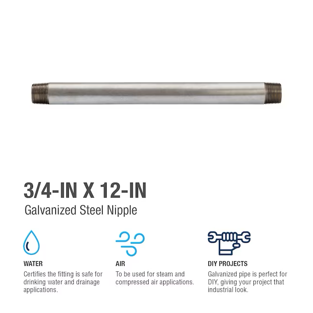 RELIABILT 3/4-in x 12-in Galvanized Nipple