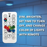 Ecolight Luz LED RGBW de 3,5 pulgadas con disco magnético para grifo, funciona con pilas y con control remoto por infrarrojos