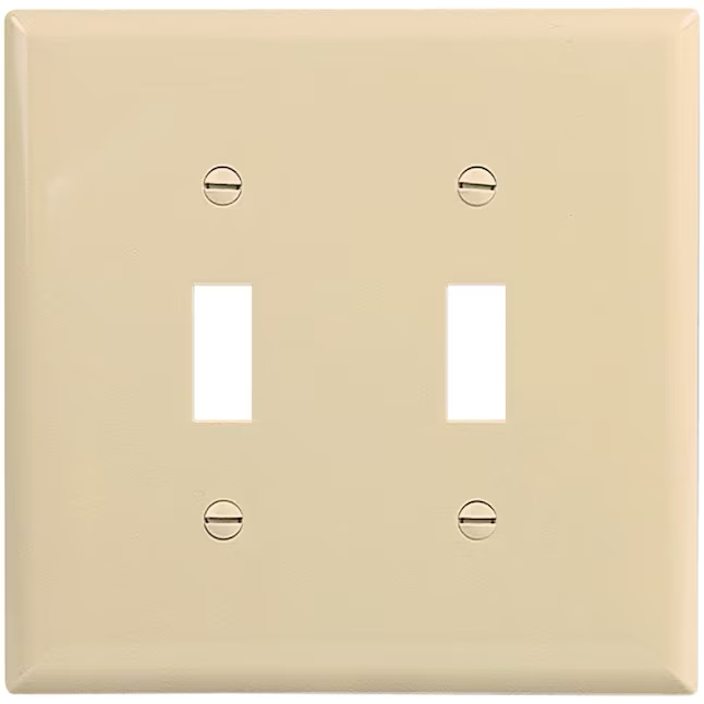 Eaton 2-Gang Midsize Ivory Polycarbonate Indoor Toggle Wall Plate