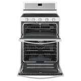 Whirlpool 30-in 5 Burners 3.9-cu ft / 2.1-cu ft Self-cleaning Convection Oven Freestanding Natural Gas Double Oven Gas Range (White Ice)