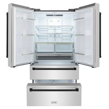 Refrigerador ZLINE con puertas francesas, 22,5 pies cúbicos y profundidad de mostrador, con máquina de hielo