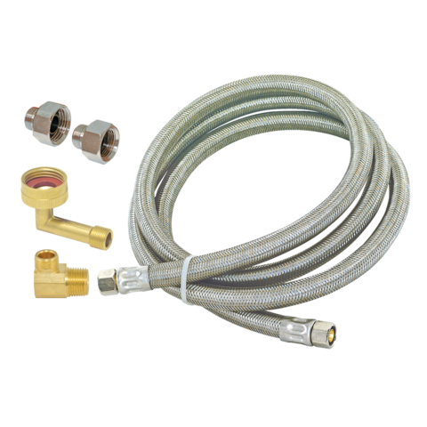 Eastman 8 ft. Braided Dishwasher Supply Line with Adapters