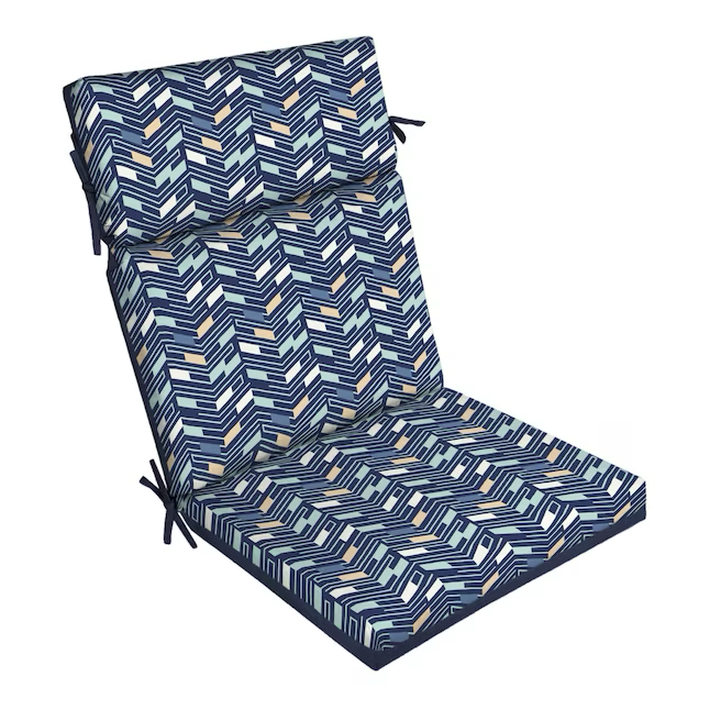 Style Selections 20-in x 21-in Blue Chevron Patio Chair Cushion