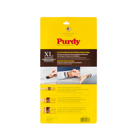 Purdy - Juego de 3 brochas planas y angulares reutilizables de mezcla de nailon y poliéster de varios tamaños (juego de brochas)