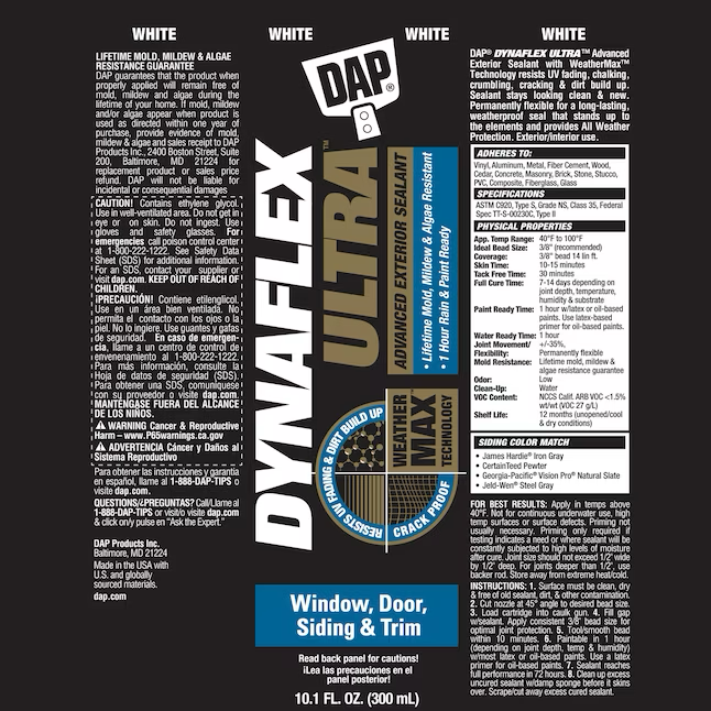 DAP DYNAFLEX ULTRA 10.1-oz White Paintable Latex Caulk