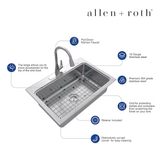 Allen + Roth The Hoffman Collection Kit todo en uno de fregadero de cocina de dos orificios de acero inoxidable de 33 x 22 pulgadas con montaje doble
