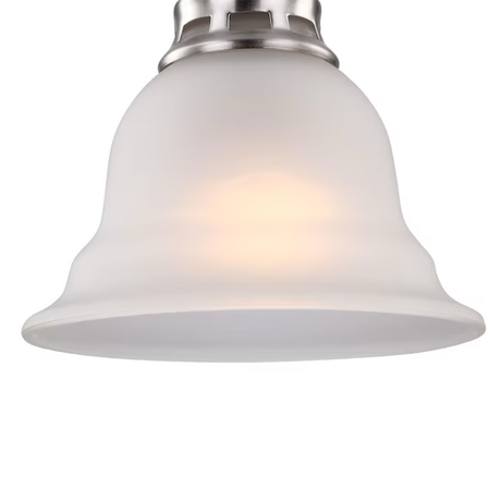 Project Source Fallsbrook Brushed Nickel Traditional Etched Glass Bell Mini Hanging Pendant Light