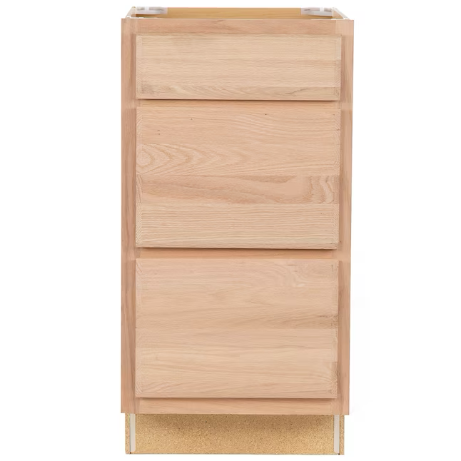 Project Source 18-in W x 35-in H x 23.75-in D Natural Unfinished Oak Drawer Base Fully Assembled Cabinet (Flat Panel Door Style)