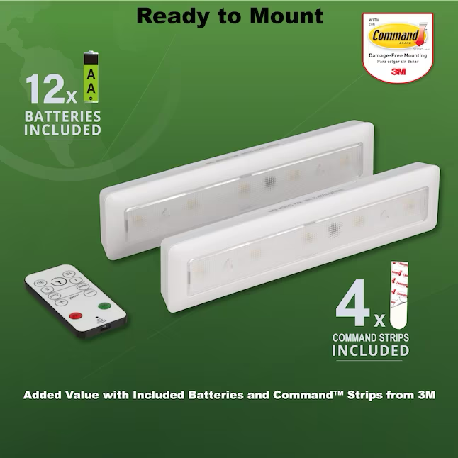 Ecolight 2-Pack 9-in Battery LED Under Cabinet Light Bar Light with Remote
