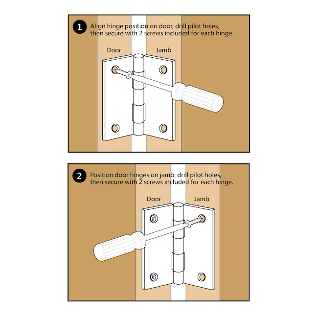 RELIABILT 1-in H Silver Mortise Interior/Exterior Door Hinge (2-Pack)