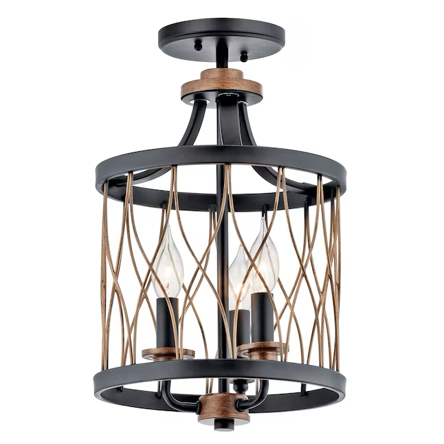 Kichler Brookglen 3-Light Black with Gold Tone French Country