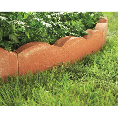 Scalloped 16-in L x 2-in W x 5-in H Red Concrete Curved Edging Stone