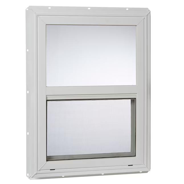 Project Source Serie 20000S Nueva construcción Jamba de 17-1/2 pulgadas x 23-1/2 pulgadas x 2-1/4 pulgadas Vinilo blanco Ventana de un solo acristalamiento Media pantalla incluida