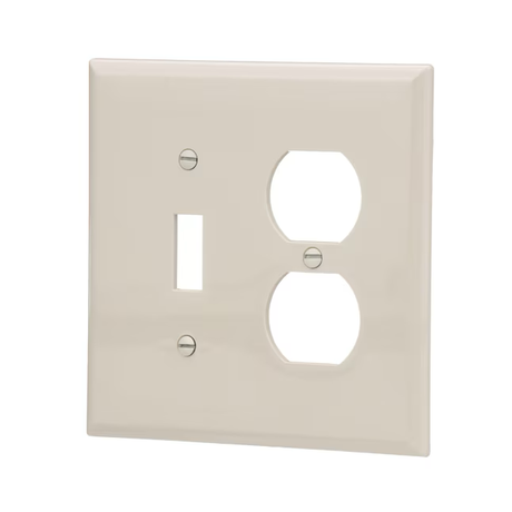 Eaton 2-Gang Midsize Light Almond Polycarbonate Indoor Toggle/Duplex Wall Plate