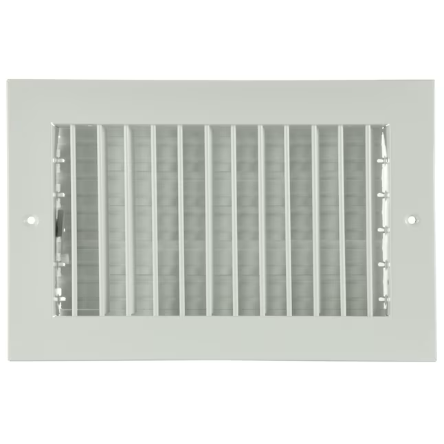 RELIABILT 10 Zoll x 6 Zoll verstellbares weißes Seitenwand-/Deckenregister aus Stahl 