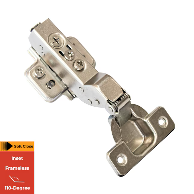 RELIABILT 110-Degree 1/4-in Inset Concealed Soft Close Nickel Plated Cabinet Hinge, 1 Pair (2-Pieces)