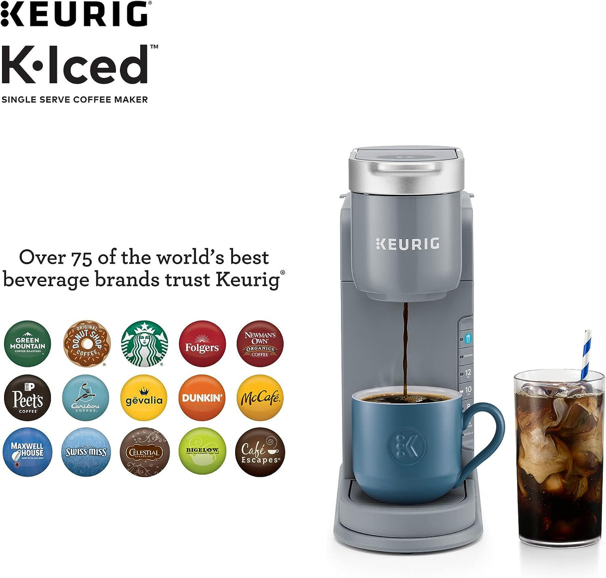 Keurig K-Iced Single Serve Coffee Maker Brews Hot and Cold (Gray)