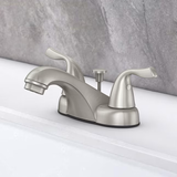 Project Source Webber Nickel 4-in centerset 2-handle WaterSense Bathroom Sink Faucet with Drain and Deck Plate
