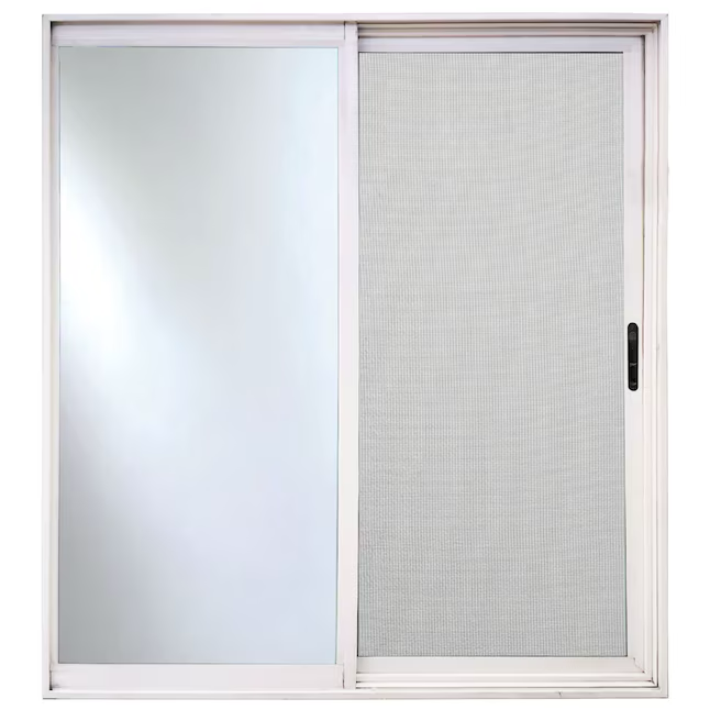 Puerta corrediza de aluminio blanco ReliaBilt de 48 x 80 pulgadas