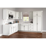 Project Source 18-in W x 34.5-in H x 24-in D White Painted Door and Drawer Base Fully Assembled Cabinet (Recessed Panel Shaker Door Style)