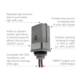 Design House Gray Motion & Light Sensor Adapter | 1800-Watt Stem Mount Outdoor Light Control with Photocell